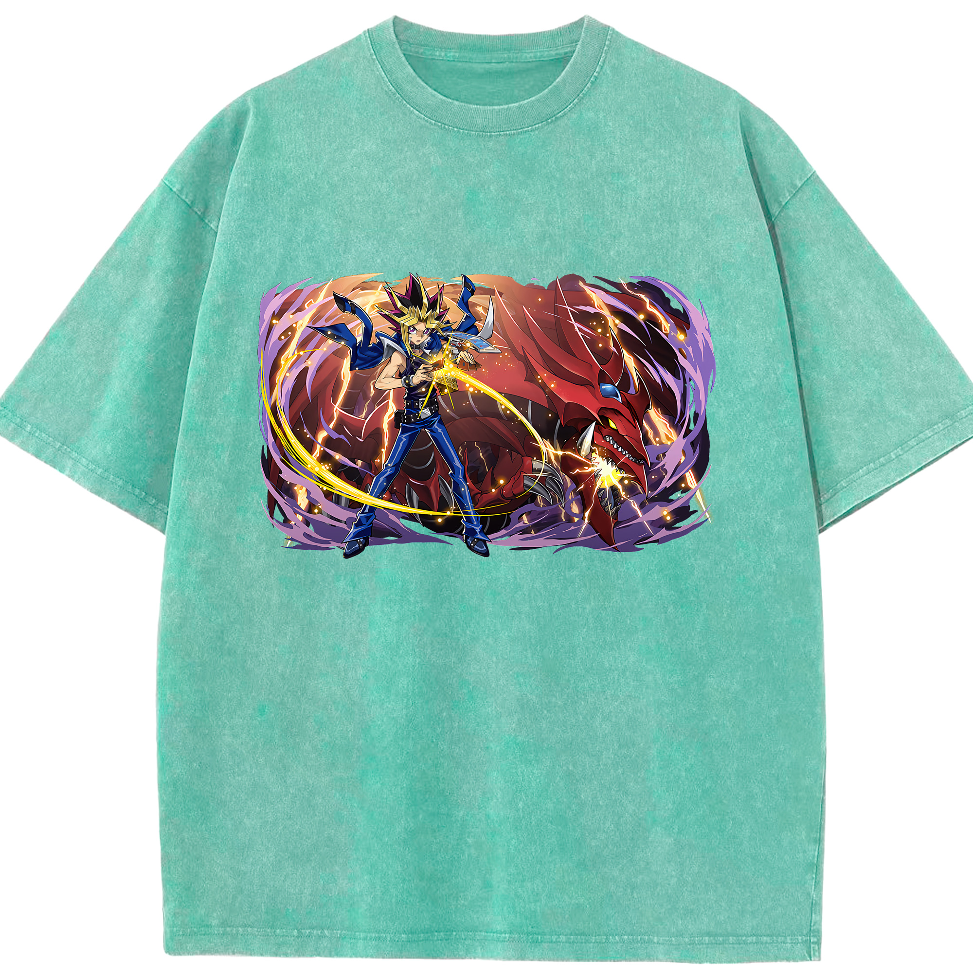 （画像用） 遊☆戯☆王 Yu-Gi-Oh! 綿100% ヴィンテージ風 半袖Tシャツ（フロントプリント）